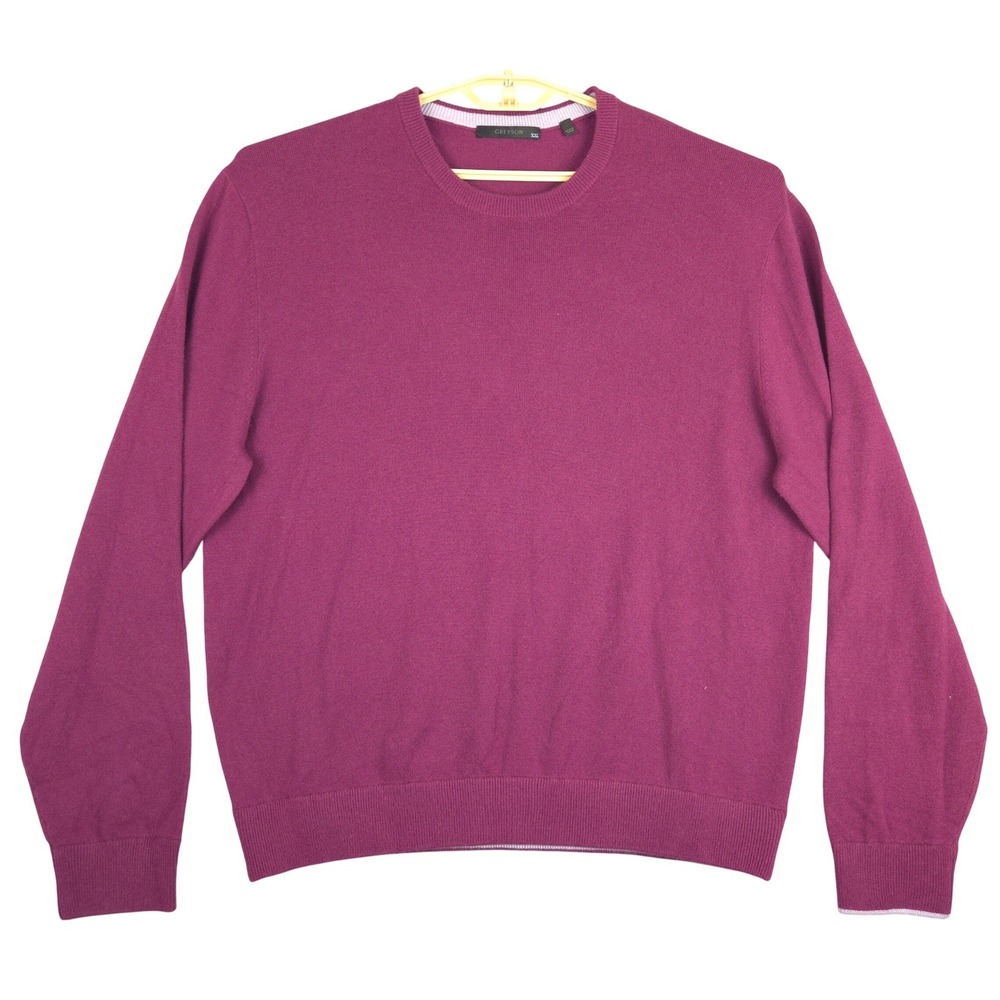 GREYSON Mens Burgundy 100% Cashmere Crewneck Sweater XXL Long Sleeve Luxury Knit